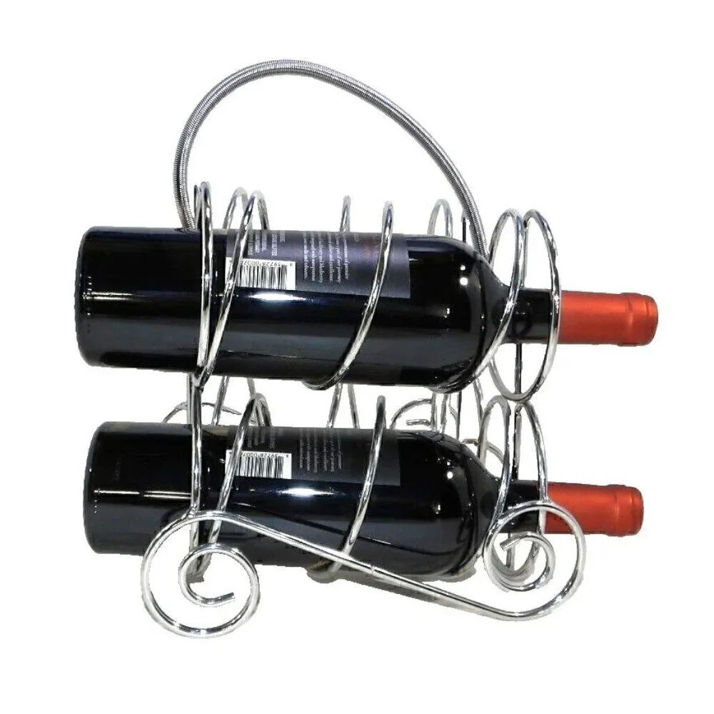 Four bottle counter top WINE RACK chrome finish approx 9 x 9 x 11.5